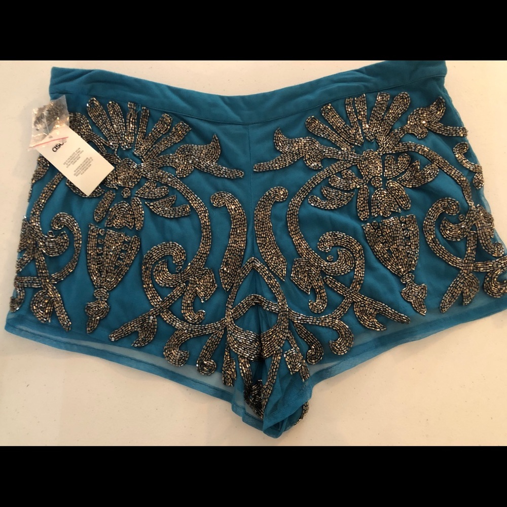 Silver Beaded / Teal Shorts